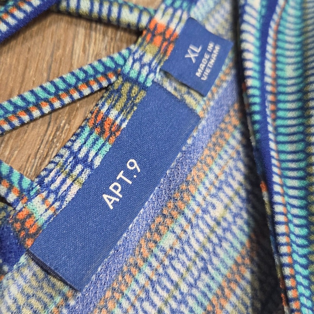 Apt. 9 Womens XL Striped Sharkbite Hem Sleeveless Dress Blue Orange Chevron Knit - Picture 4 of 6